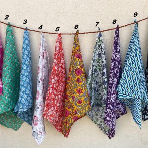 Hand Block Print Soft Cotton Bandana- Handmade Organic Bandana Bohemian Style Cotton Neck Scarf Boho Soft Cotton Bandana, Cotton Neckerchief