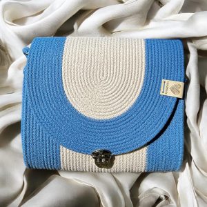 Women’s handbag. Handmade. Blue and white handbag.