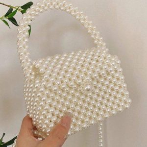Pearl Beaded Handmade Bag – Elegant Pearl Purse, Unique Beaded Handbag, Stylish Eco-Friendly Accessory, Gift for Her