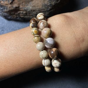 Australian Zebra Stone Bead Bracelet,Natural 8mm 10mm Round Stone Beads,Custom Adjustable Handmade Jewelry Gift,Gift for Women,Birthday Gift