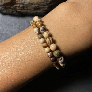 Australian Zebra Stone Bead Bracelet,Natural 4mm 6mm Round Stone Beads,Custom Adjustable Handmade Jewelry Gift,Gift for Women,Birthday Gift