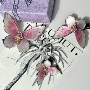 Elegant Pink Butterfly Hair Clips, Sparkling Butterfly Barrettes, ButterFly Hair Pins, Handmade Wedding Hair Accessories, Gift for Her