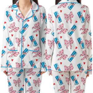 Red Bull Sugar Free Pink Coquette Bow Pajamas Set For Women, Pajamas Set, Energy Drink Fan Gift, Pjs for Women, Energy Drink Lover