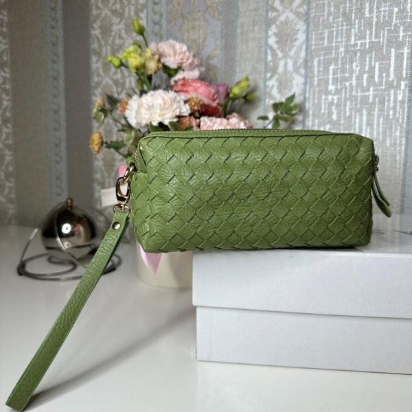 Sage green bag , Evening bag ,  Handmade bag , Woven clutch , Cosmetic pouch, Zipper pouch, Convertible bag, Women accessories