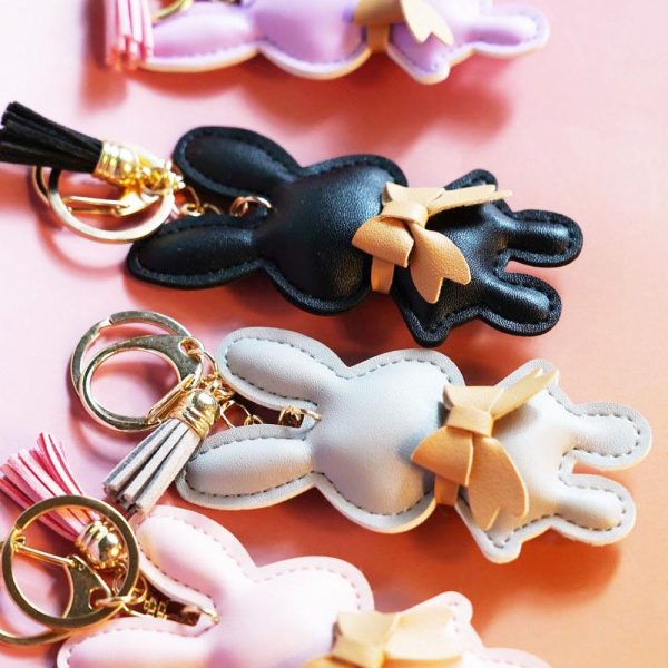 Handmade Bunny Keychain – Cute Leather Rabbit Bag Charm – Unique Gift for Women – Bunny Purse Accessory – Key Ring Gift