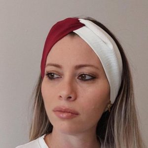 Chic Burgundy  Cream Handmade Turban Elegant Stylish Hair Accessory for Women, Comfortable Headband, Perfect Gift for Her