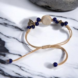Bohemian Blue Floral Ceramic Bracelet – Handmade Adjustable Jewelry for Women  Ethnic Style Beaded Bracelet