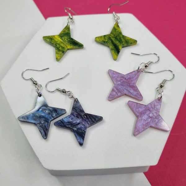 4 Point Star Earrings – | Handmade Dangle Ear Accessories | Galaxy | Aliens & UFOs | Mysteries of the Universe