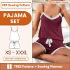 3 Pieces Pyjama Sets, Cotton Pink & Brown Striped Summer PJs, Unisex Wear, Cotton Boho Hippie Style ,3 Piece PJ Set Women’s Night Suit,