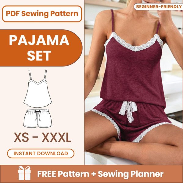 Pajama Short Set Sewing Pattern | Women’s Sleepwear | PDF Sewing Pattern | DIY Summer Pajamas | Digital Download | Easy Sew Loungewear