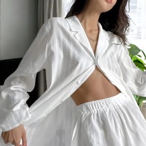 Luxury White Cotton Pyjama Shirt and Short Set, Cute Bridal Pyjama Set, Oversized Button Up Pyjamas, Soft Women’s Sleepwear, Bridesmaid Gift