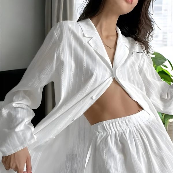 Luxury White Cotton Pyjama Shirt and Short Set, Cute Bridal Pyjama Set, Oversized Button Up Pyjamas, Soft Women’s Sleepwear, Bridesmaid Gift