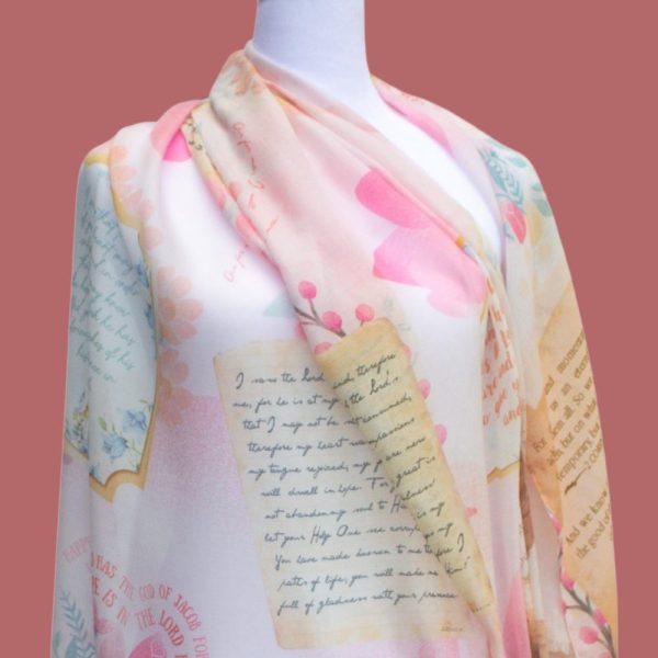 Hope Prayer Shawl (Pink) – Christian Gift for Women Scarf with Inspirational Bible Verses, Faith-Based Gift for Mom, Christian Head Covering