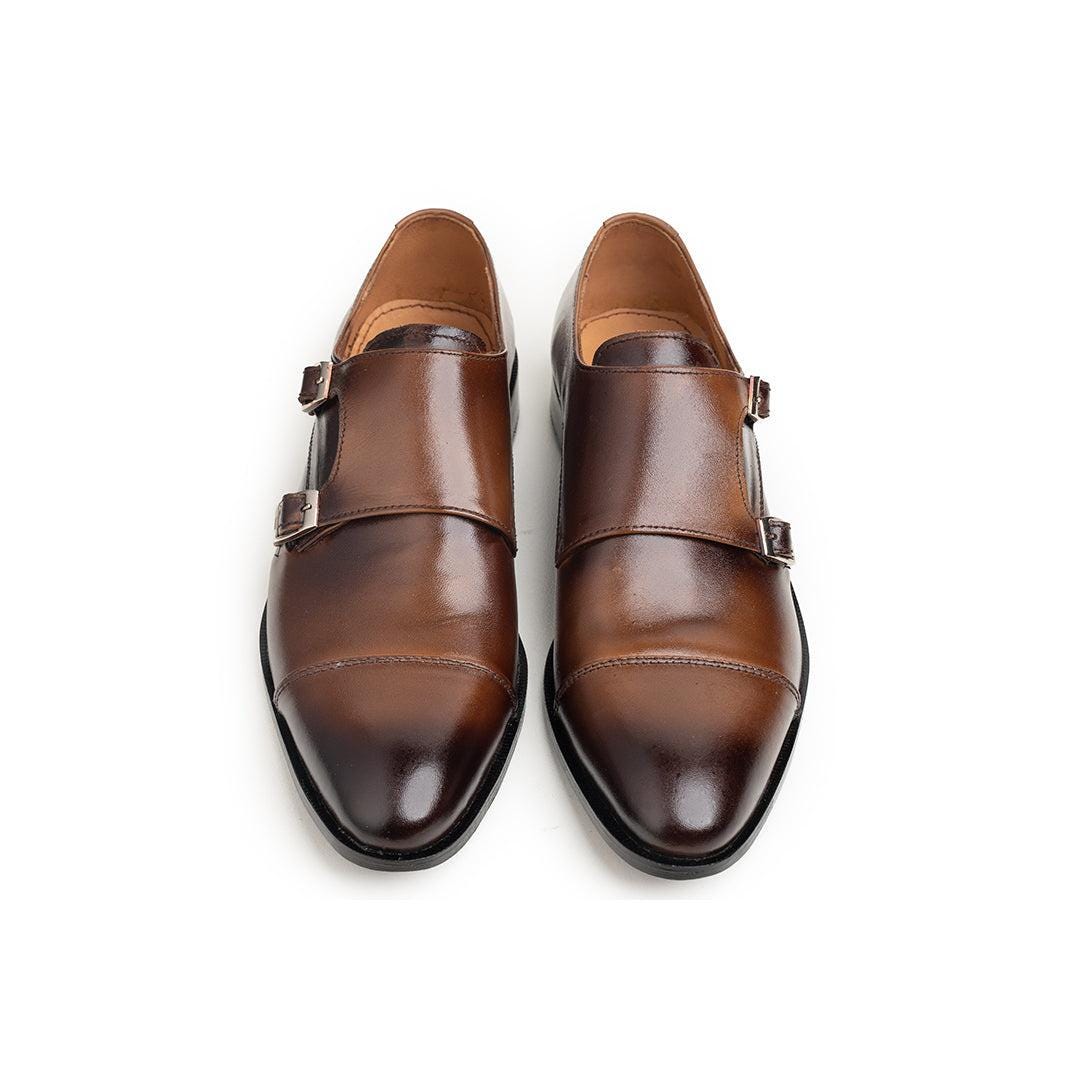 Men's Formal Captoe Shoes: Brown Double Monks And