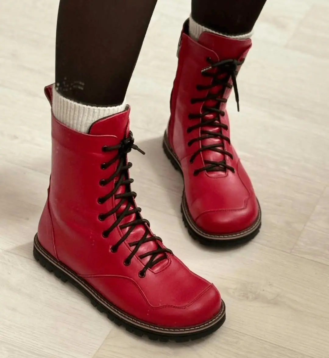 Custom Anatomical Lace Up Boots Handmade Leather Or