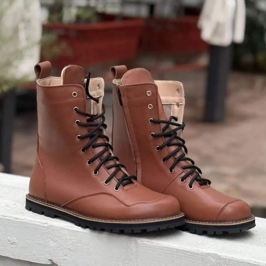 Custom Anatomical Lace Up Boots Handmade Leather Or