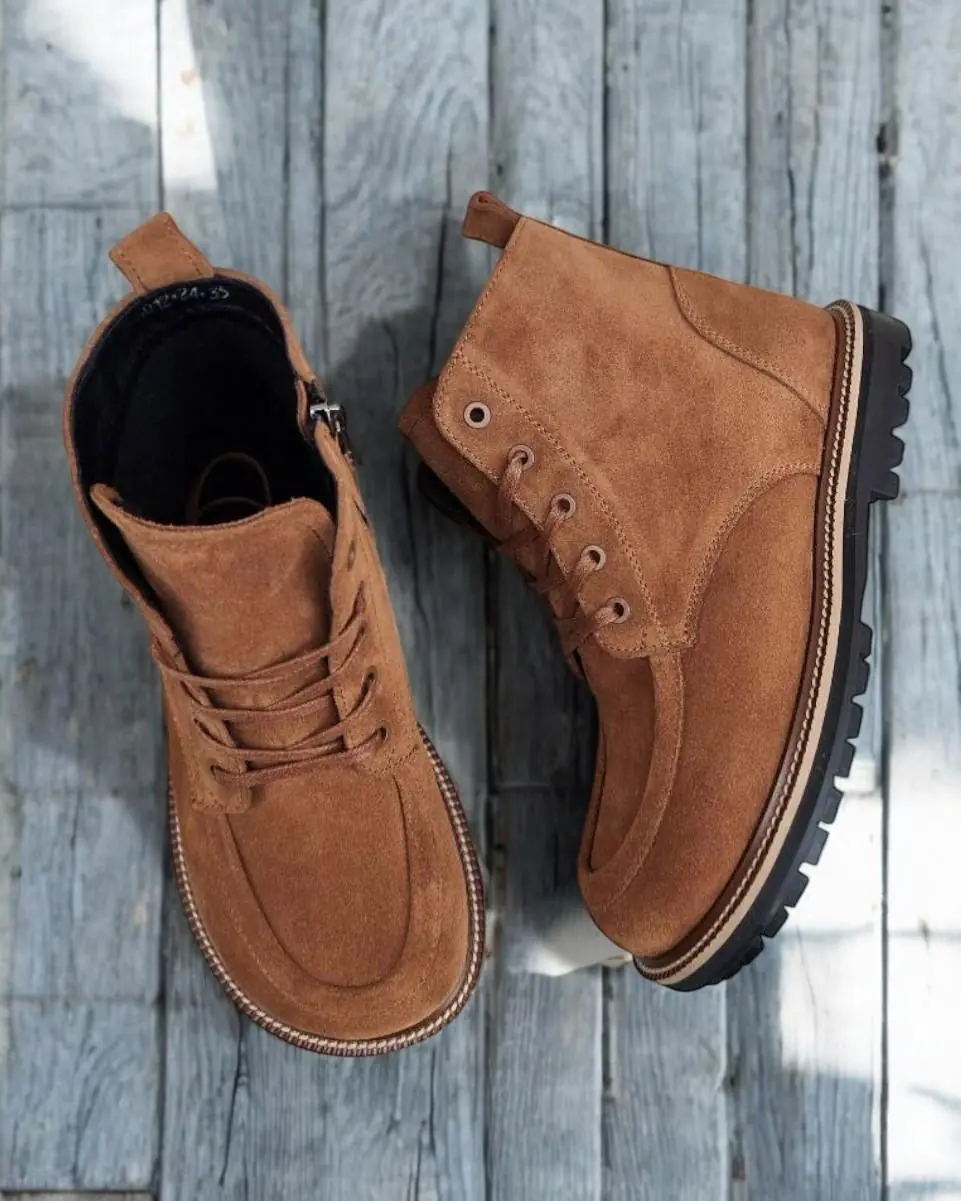 Brown Leather Winter Boots Handmade Anatomical Ankle Boots