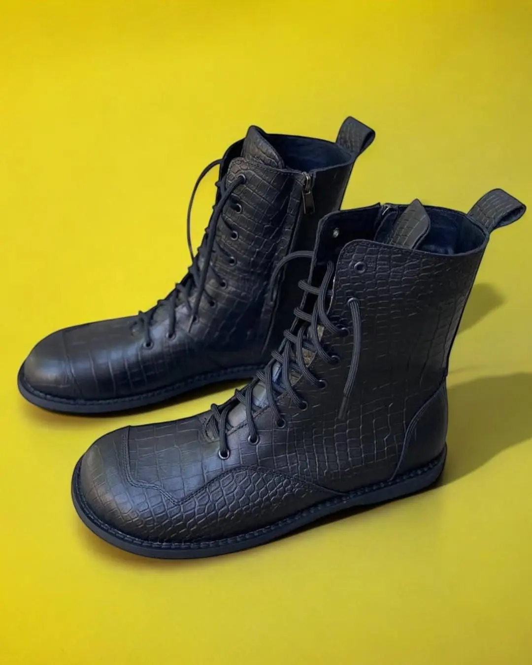 Pastel Leather Combat Boots Women Handmade Two Tone